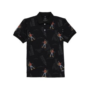 Status Quo Boys Graphic Print Polo Collar Half Sleeves Regular Fit Tshirt