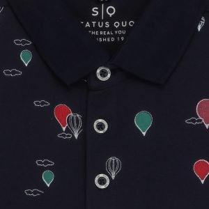 Status Quo Boys Abstract Print Polo Collar Half Sleeves Regular Fit Tshirt