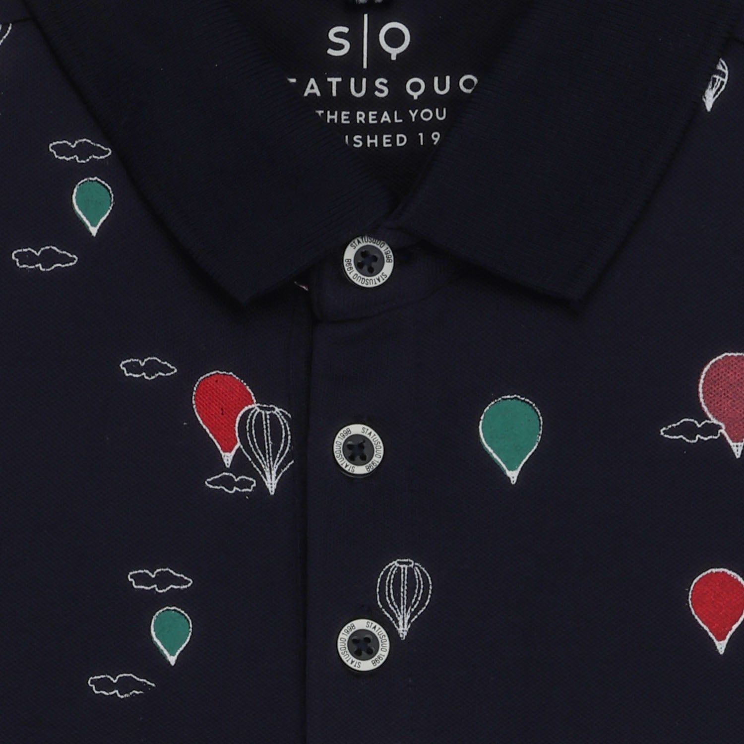 Status Quo Boys Abstract Print Polo Collar Half Sleeves Regular Fit Tshirt