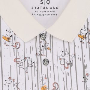 Status Quo Boys Abstract Print Polo Collar Half Sleeves Regular Fit Tshirt