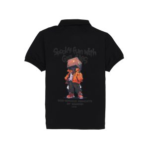 Status Quo Boys Graphic Print Polo Collar Half Sleeves Regular Fit Tshirt