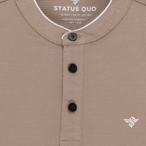 Status Quo Boys Solid Henley Neck Full Sleeves Regular Fit T-Shirt With Chest Brand Logo