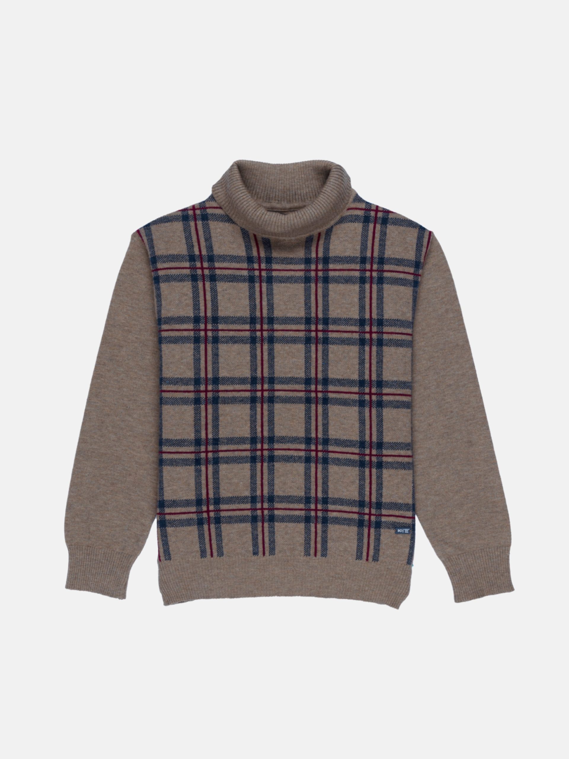 Status Quo Boys Checkered Round Neck Sweater