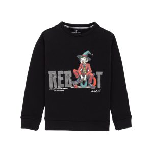 Status Quo Boys Typography And Cartoon Print Fleece Full Sleeve Sweatshirt