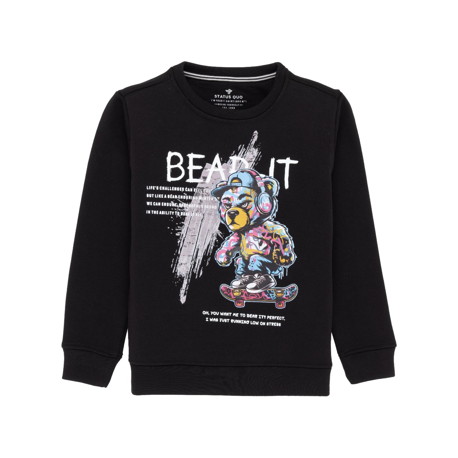 Status Quo Boys Front Graphic Print Fleece Full Sleeve Sweatshirt