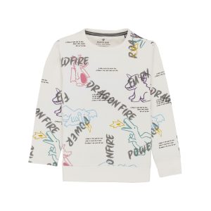 Status Quo Boys All Over Graphic Print Round Neck Fleece Full Sleeve Sweatshirt