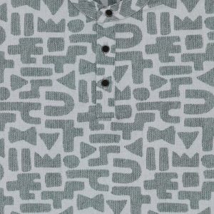 Status Quo Boys Geometric Print Henley Neck Half Sleeves Regular Fit Tshirt