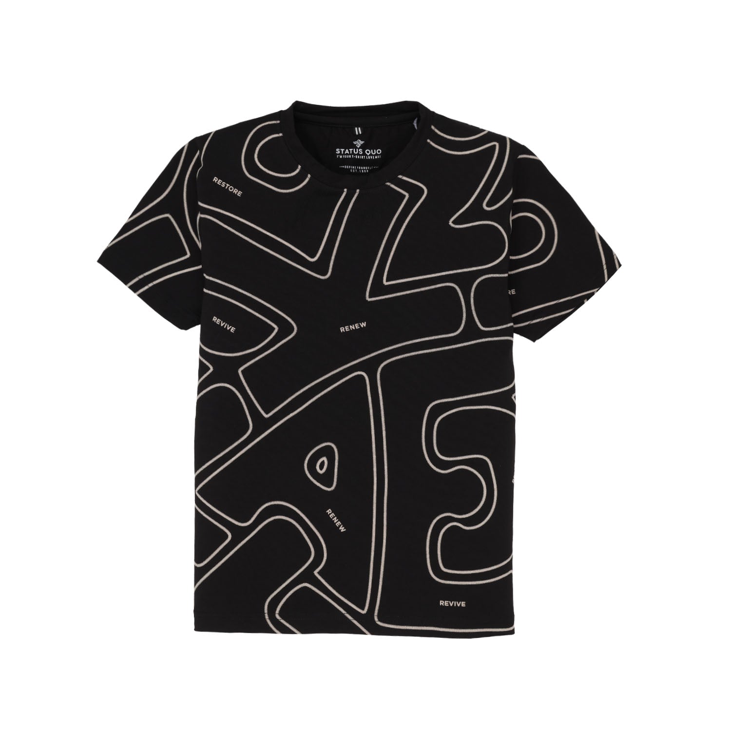 Status Quo Boys Typography Print Round Neck Half Sleeves Regular Fit Tshirt