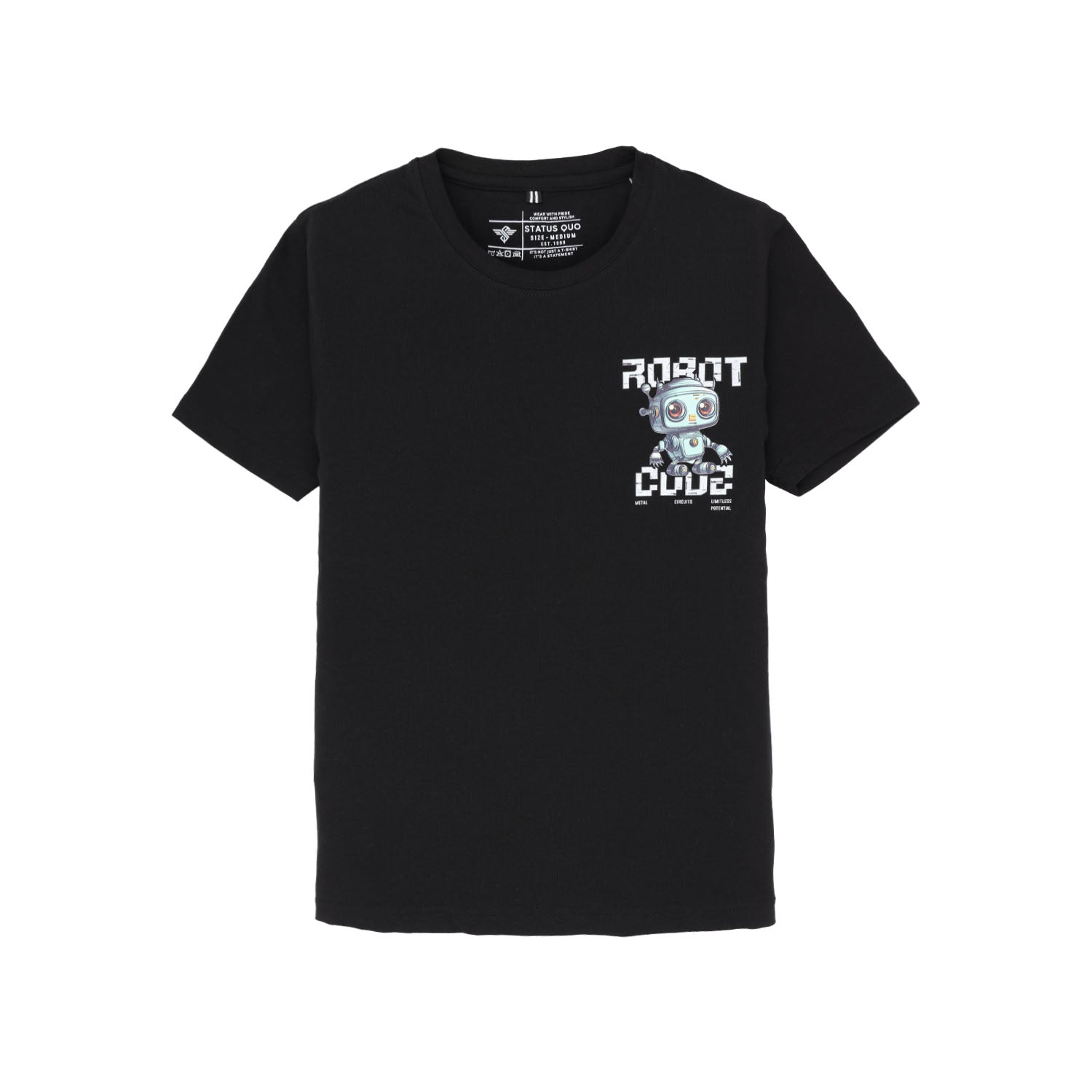Status Quo Boys Graphic Print Round Neck Half Sleeves Regular Fit Tshirt