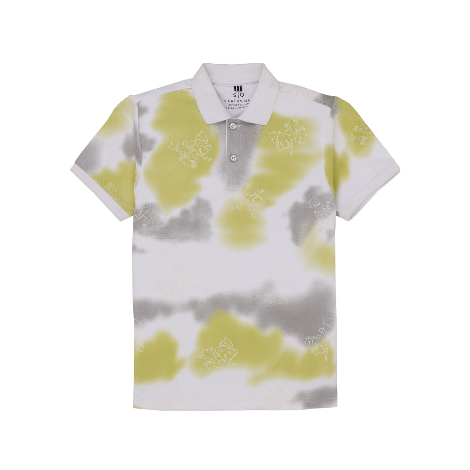 Status Quo Boys Graphic Print Polo Collar Half Sleeves Regular Fit Tshirt