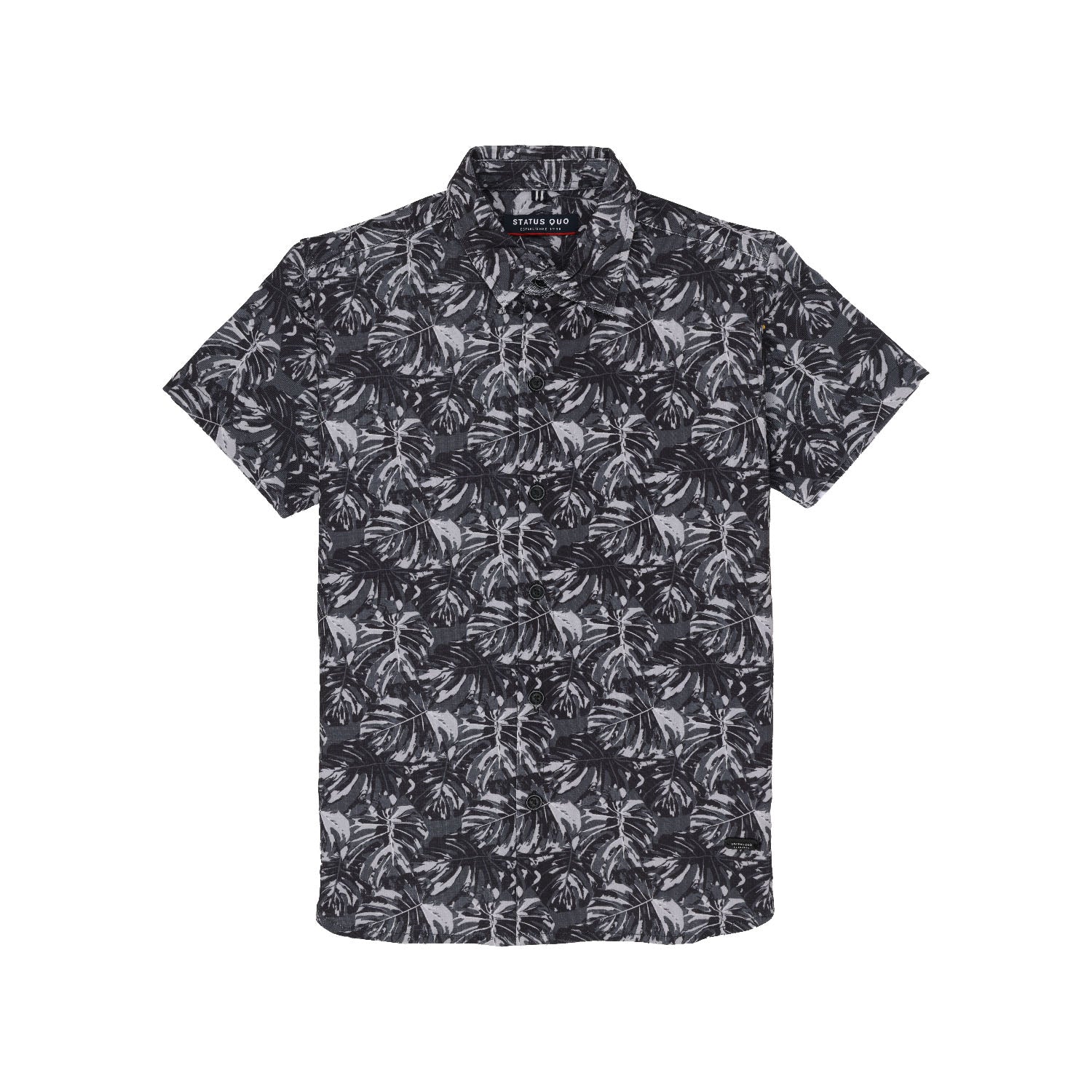 Status Quo Boys Abstract Print Collared Neck Half Sleeves Regular Fit Shirt