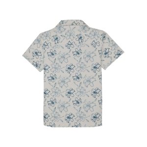 Status Quo Boys Floral Print Cuban Collar Half Sleeves Regular Fit Shirt