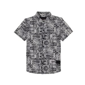 Status Quo Boys Abstract Print Collared Neck Half Sleeves Regular Fit Shirt