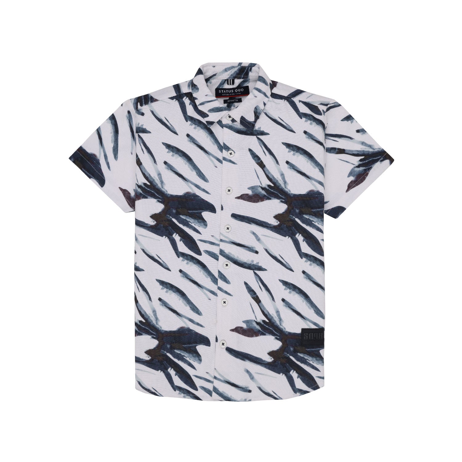 Status Quo Boys Graphic Print Collared Neck Half Sleeves Regular Fit Shirt
