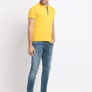 Status Quo Men'S Polo Collar Solid Mustard Color Tshirts