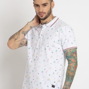 Status Quo Mens All Over Printed Polo Collar T-Shirt