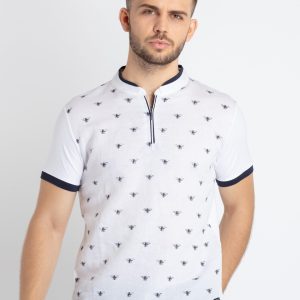 Status Quo Mens Printed Henley Neck T-Shirt