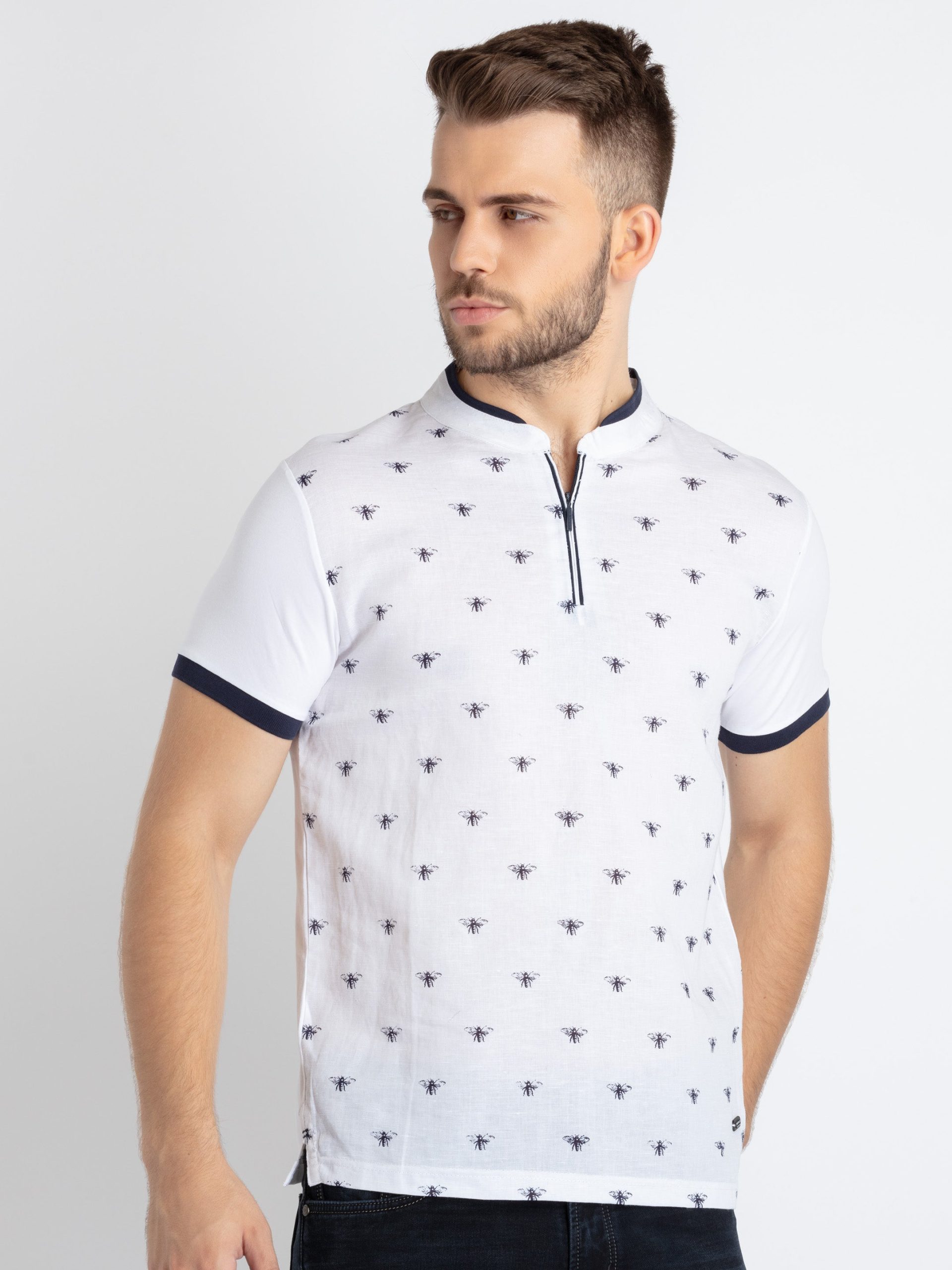 Status Quo Mens Printed Henley Neck T-Shirt
