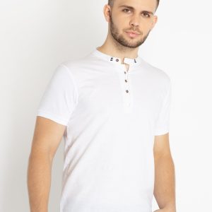 Mens Solid Henley Neck T-Shirt