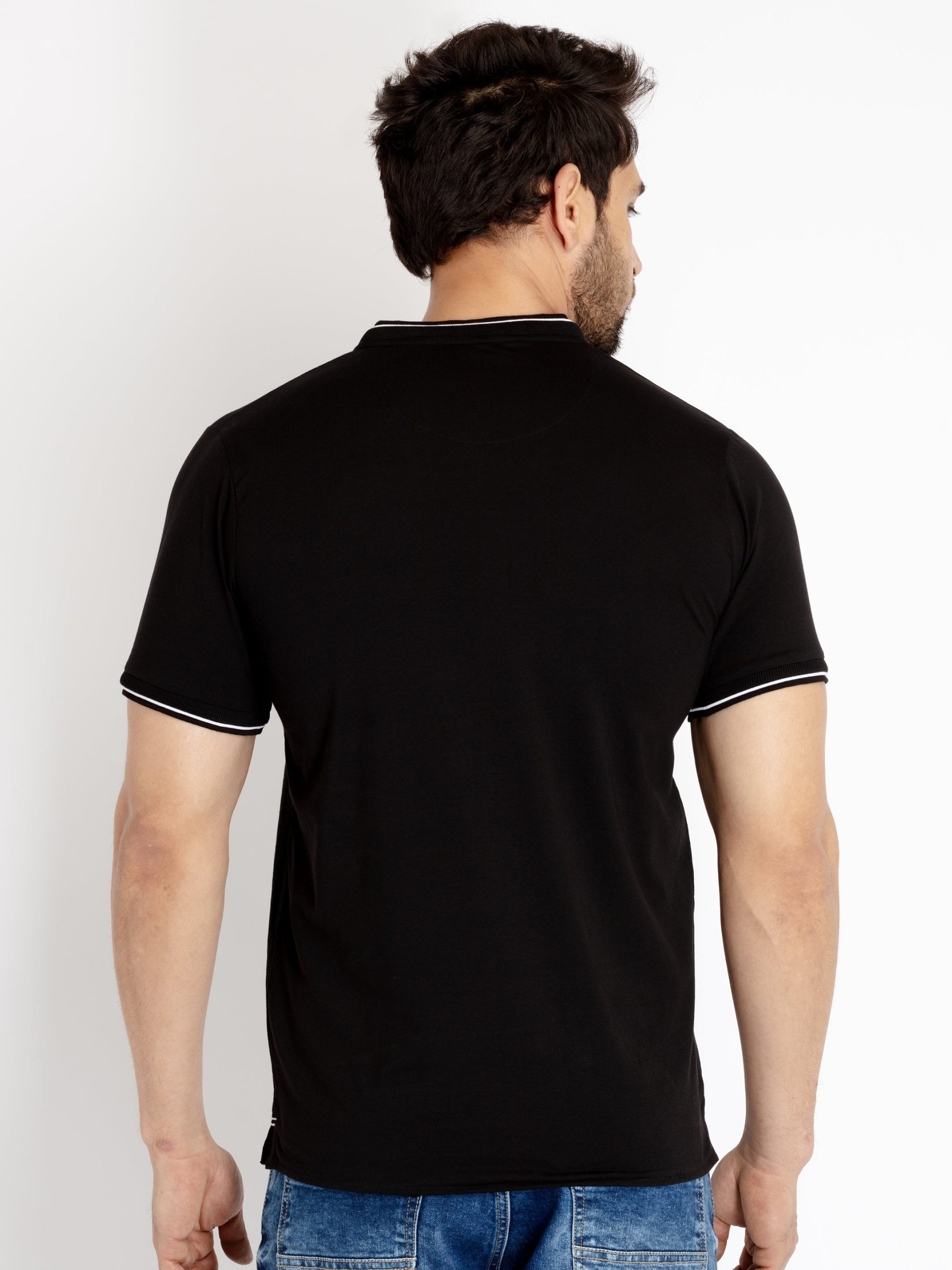 Status Quo Mens Solid Henley Neck T-Shirt