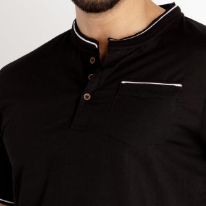 Status Quo Mens Solid Henley Neck T-Shirt