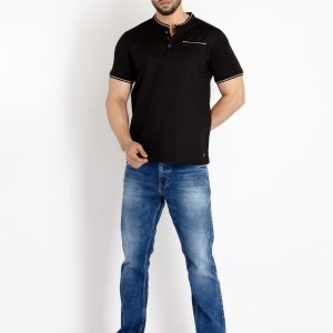 Status Quo Mens Solid Henley Neck T-Shirt