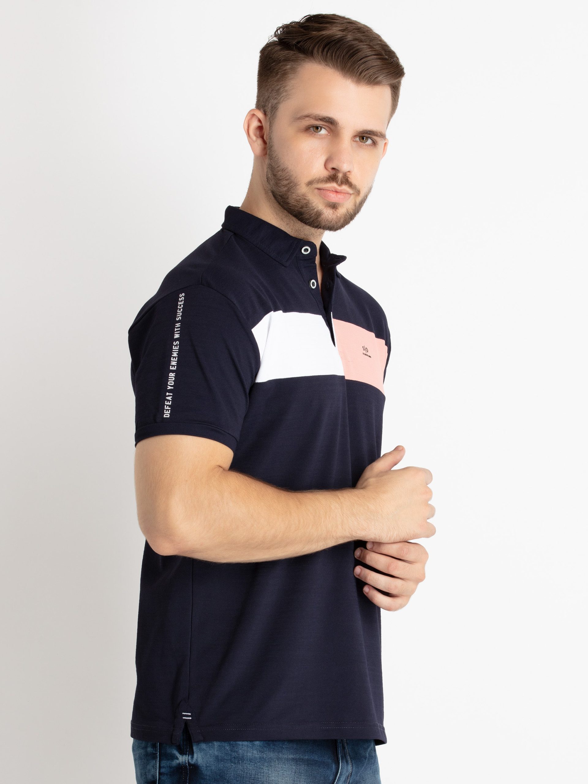 Status Quo Mens Colorblocked Polo T-Shirt