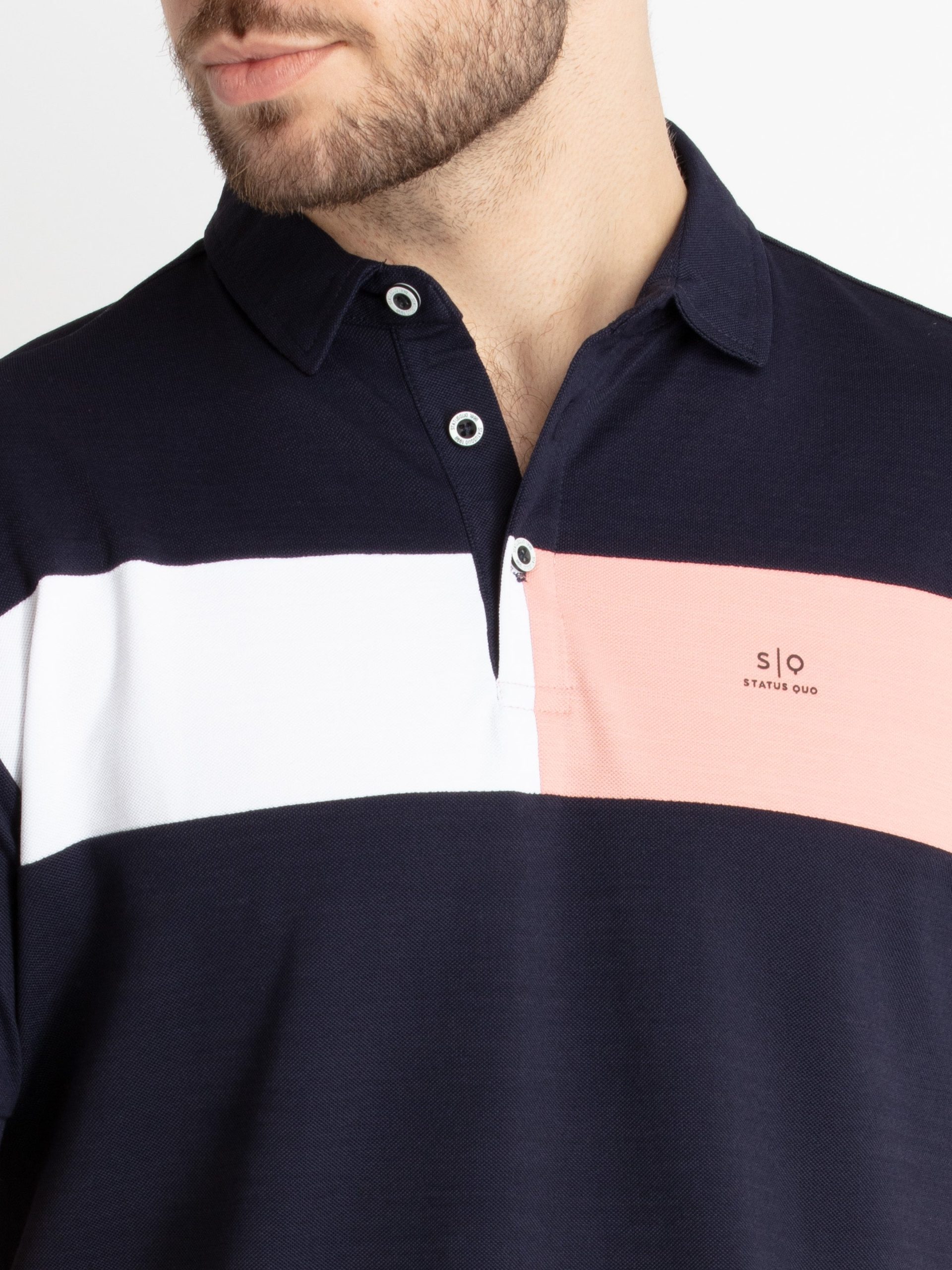 Status Quo Mens Colorblocked Polo T-Shirt