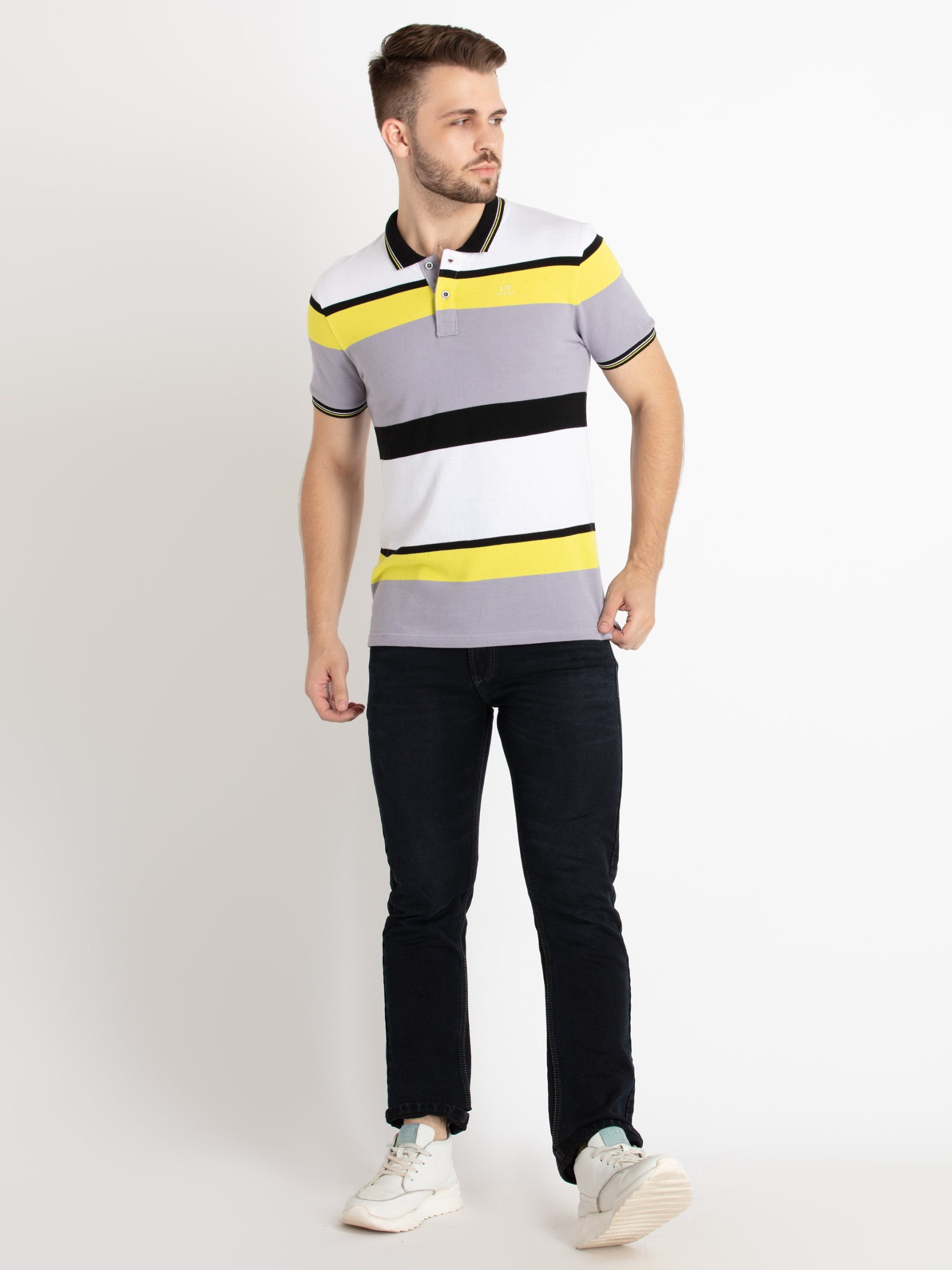 Mens Striped Polo T-Shirt