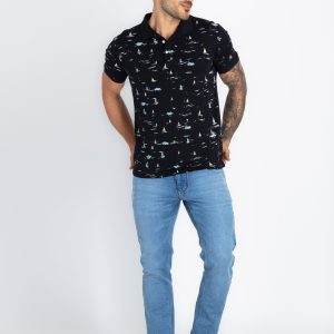 Status Quo Status Quo Men'S All Over Printed Polo Neck Regular Fit Tshirt