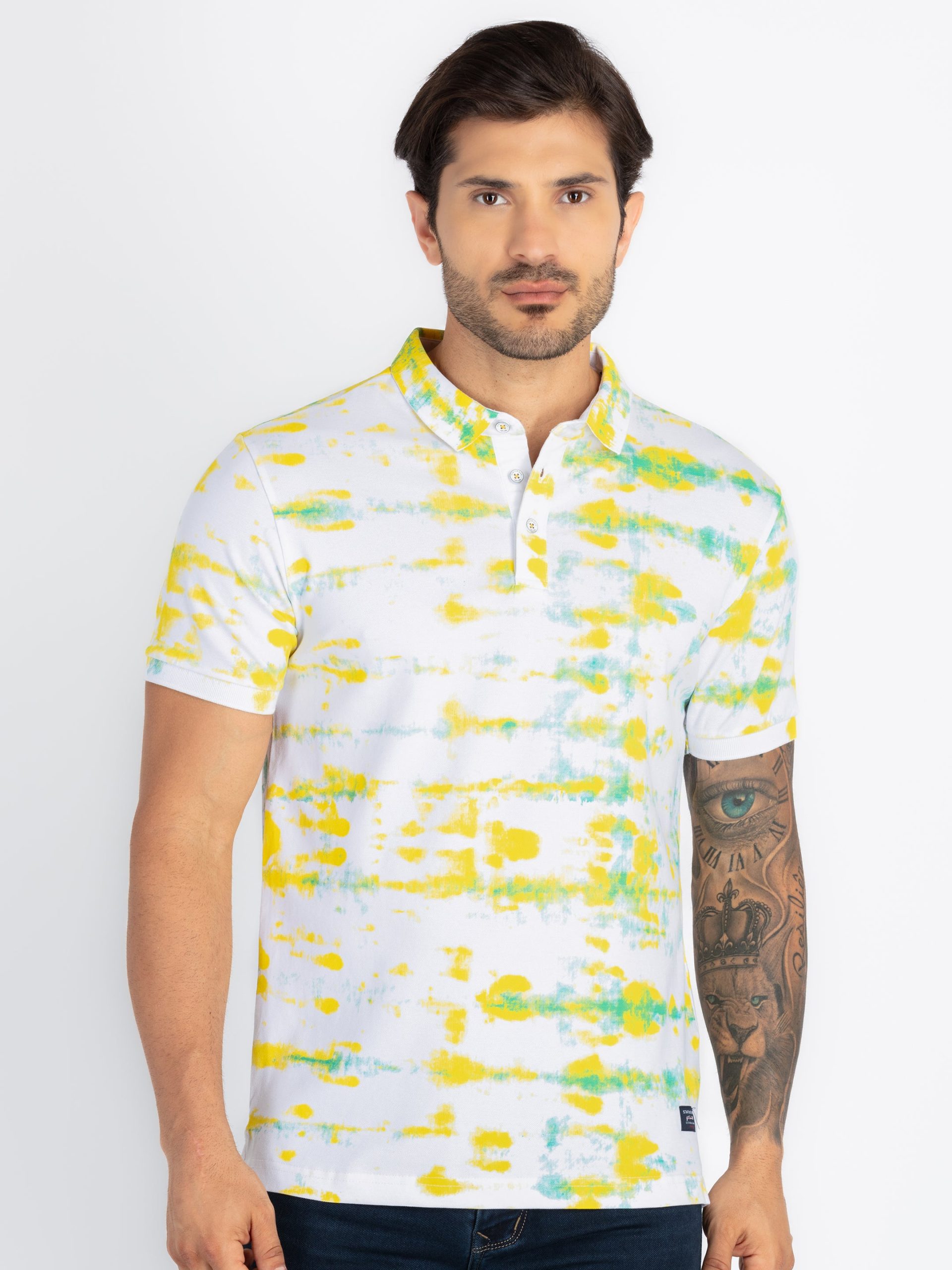 Status Quo Status Quo Men'S Abstract Printed Polo Neck Regular Fit Tshirt