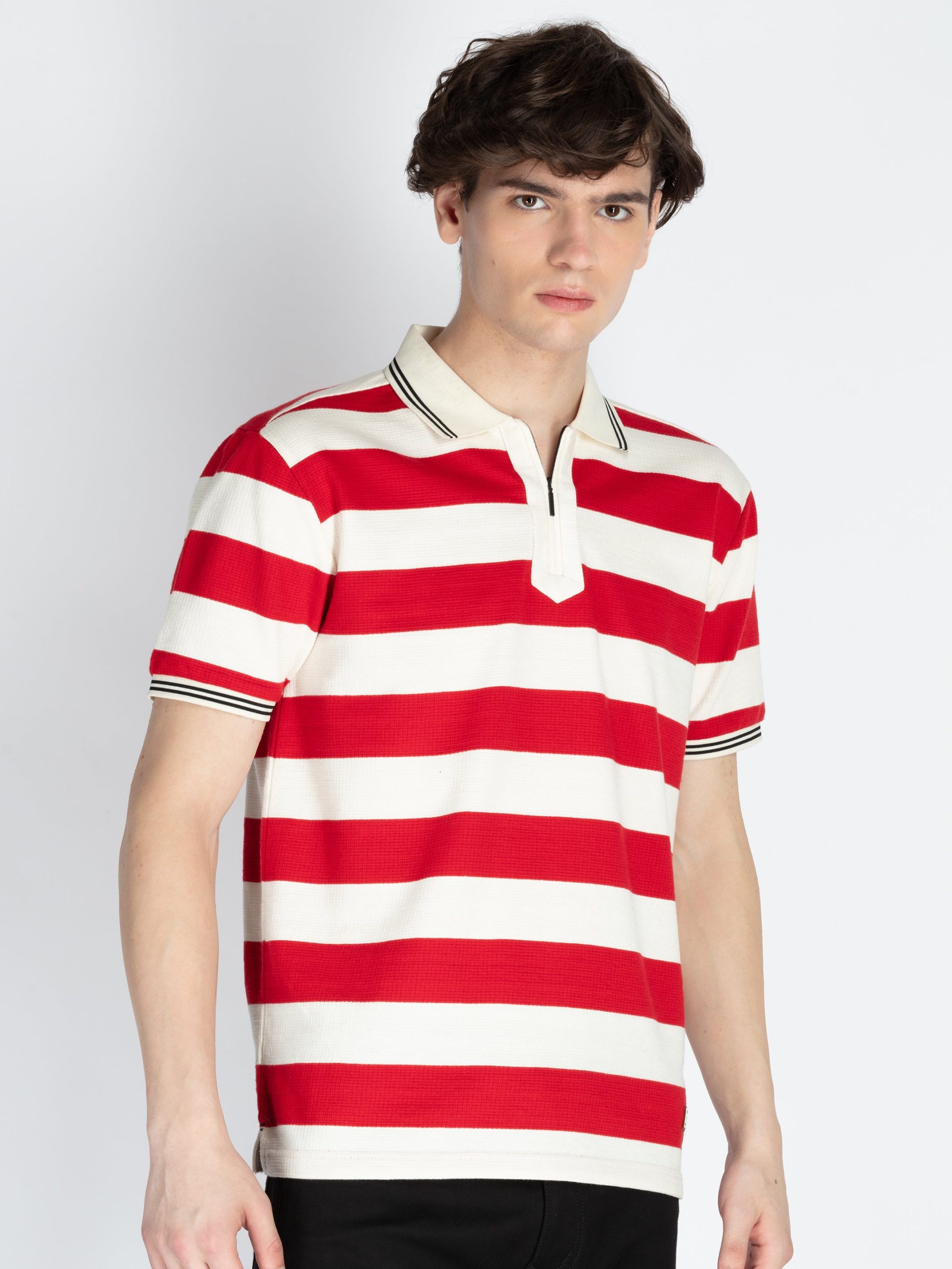 Status Quo Mens Horizontal Striped Polo T-Shirt