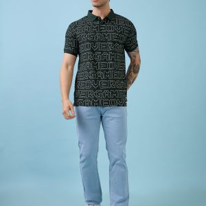 Status Quo Men'S Typography Printed Polo Collar Half Sleeves Regular Fit Tshirt