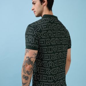 Status Quo Men'S Typography Printed Polo Collar Half Sleeves Regular Fit Tshirt