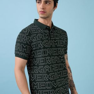 Status Quo Men'S Typography Printed Polo Collar Half Sleeves Regular Fit Tshirt