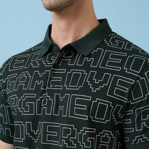 Status Quo Men'S Typography Printed Polo Collar Half Sleeves Regular Fit Tshirt