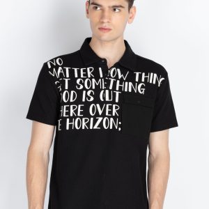 Mens Front Printed Polo T-Shirt