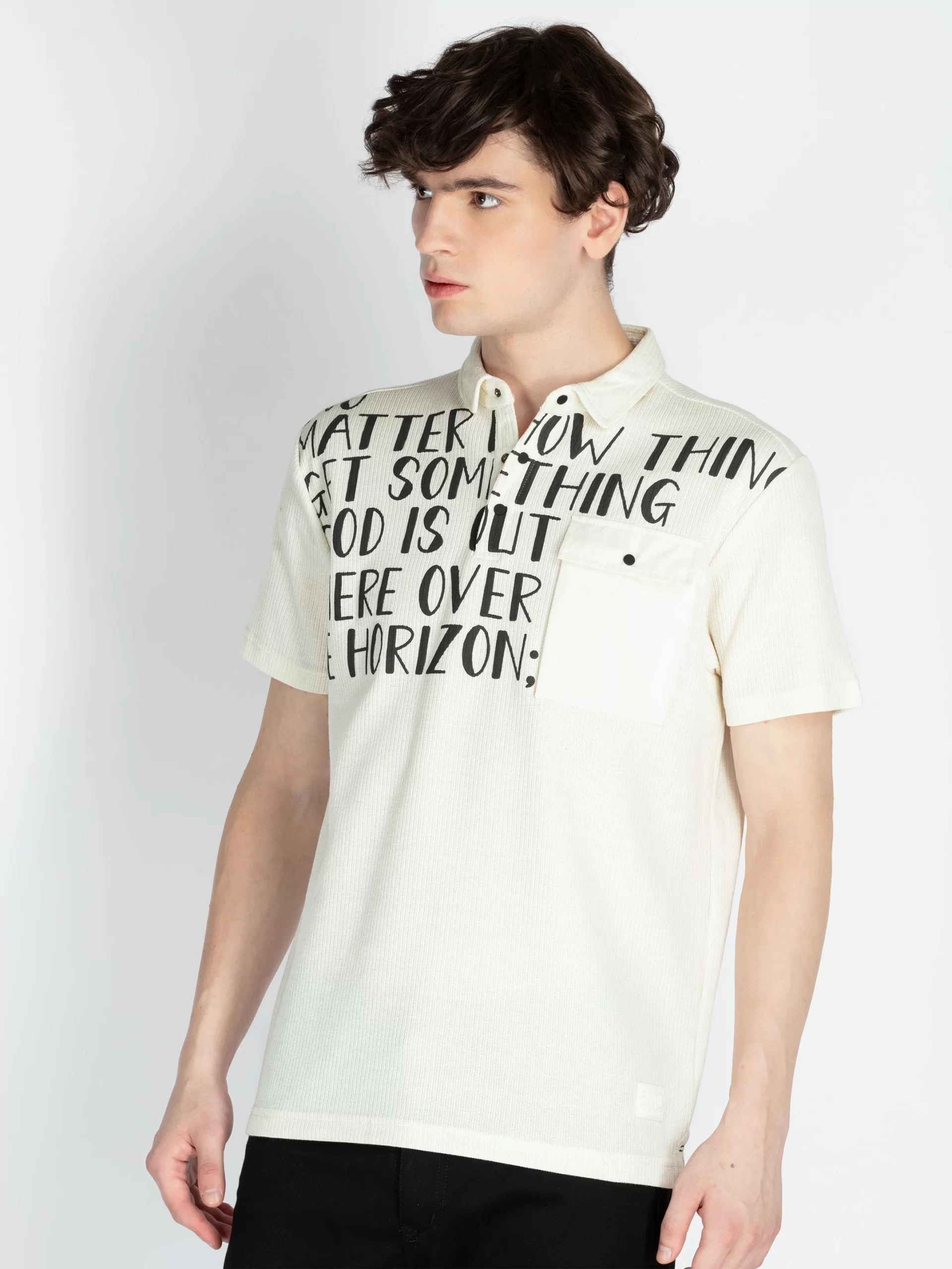 Mens Front Printed Polo T-Shirt