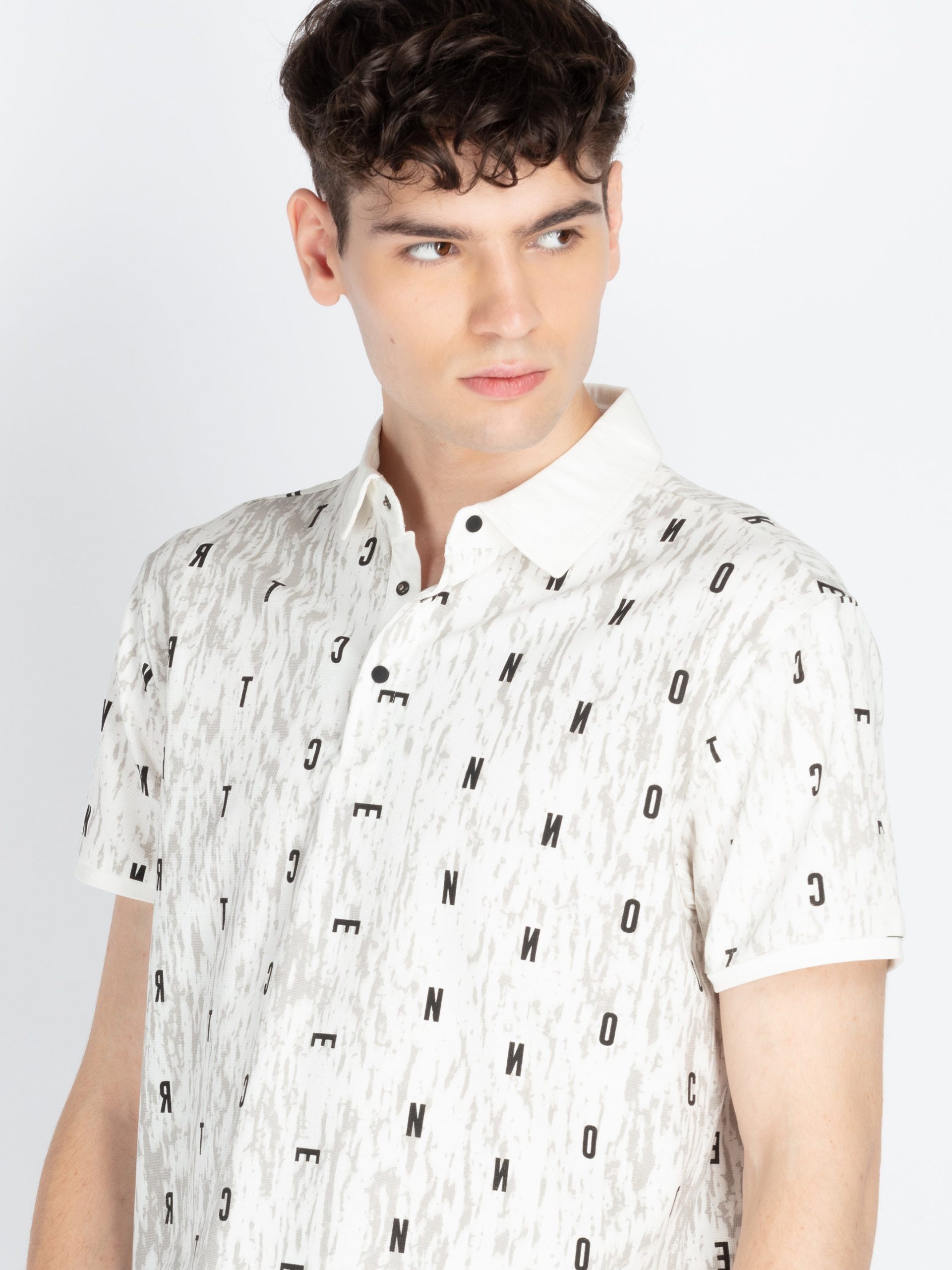Mens Printed Polo Collar T-Shirt