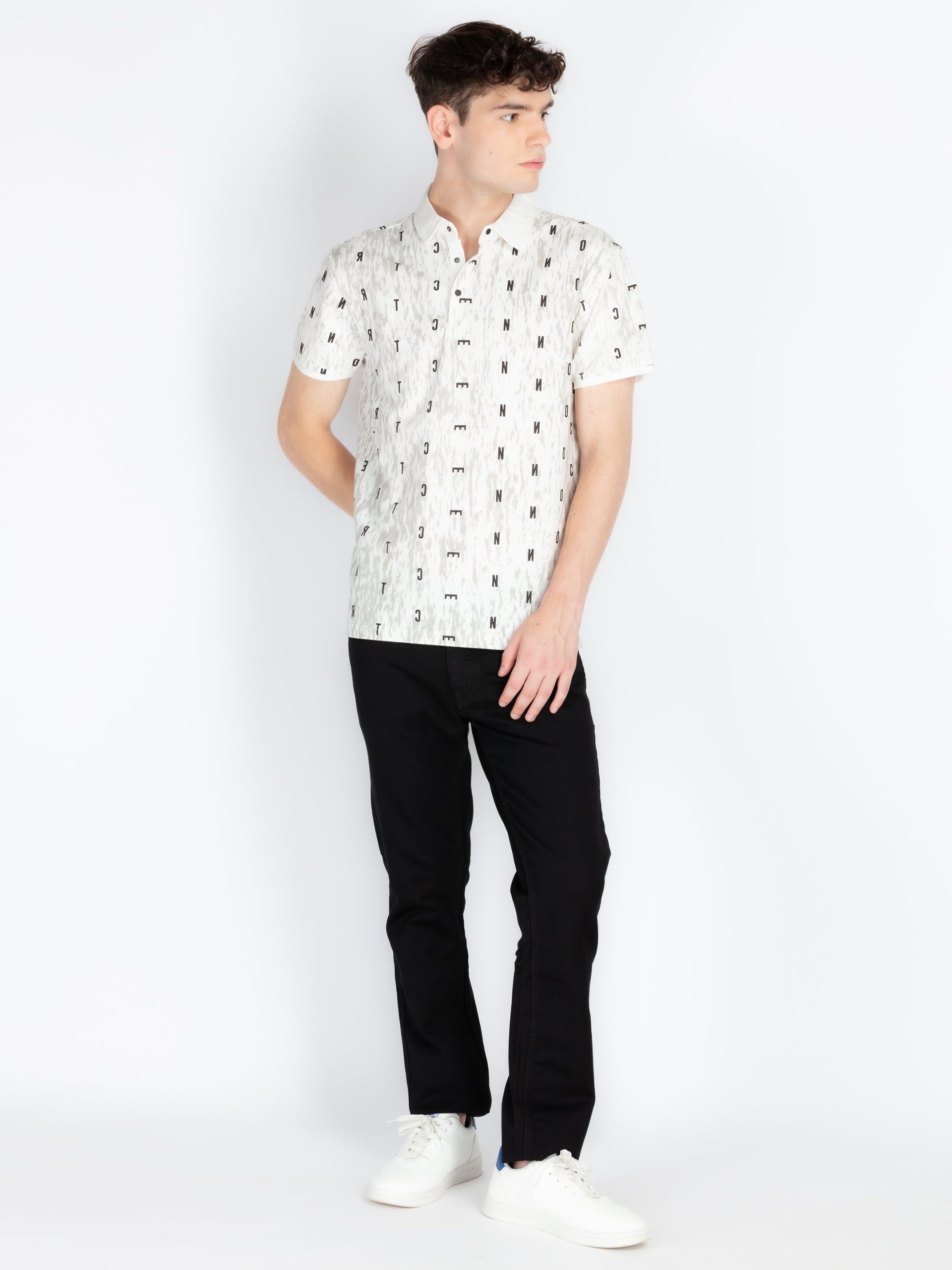 Mens Printed Polo Collar T-Shirt
