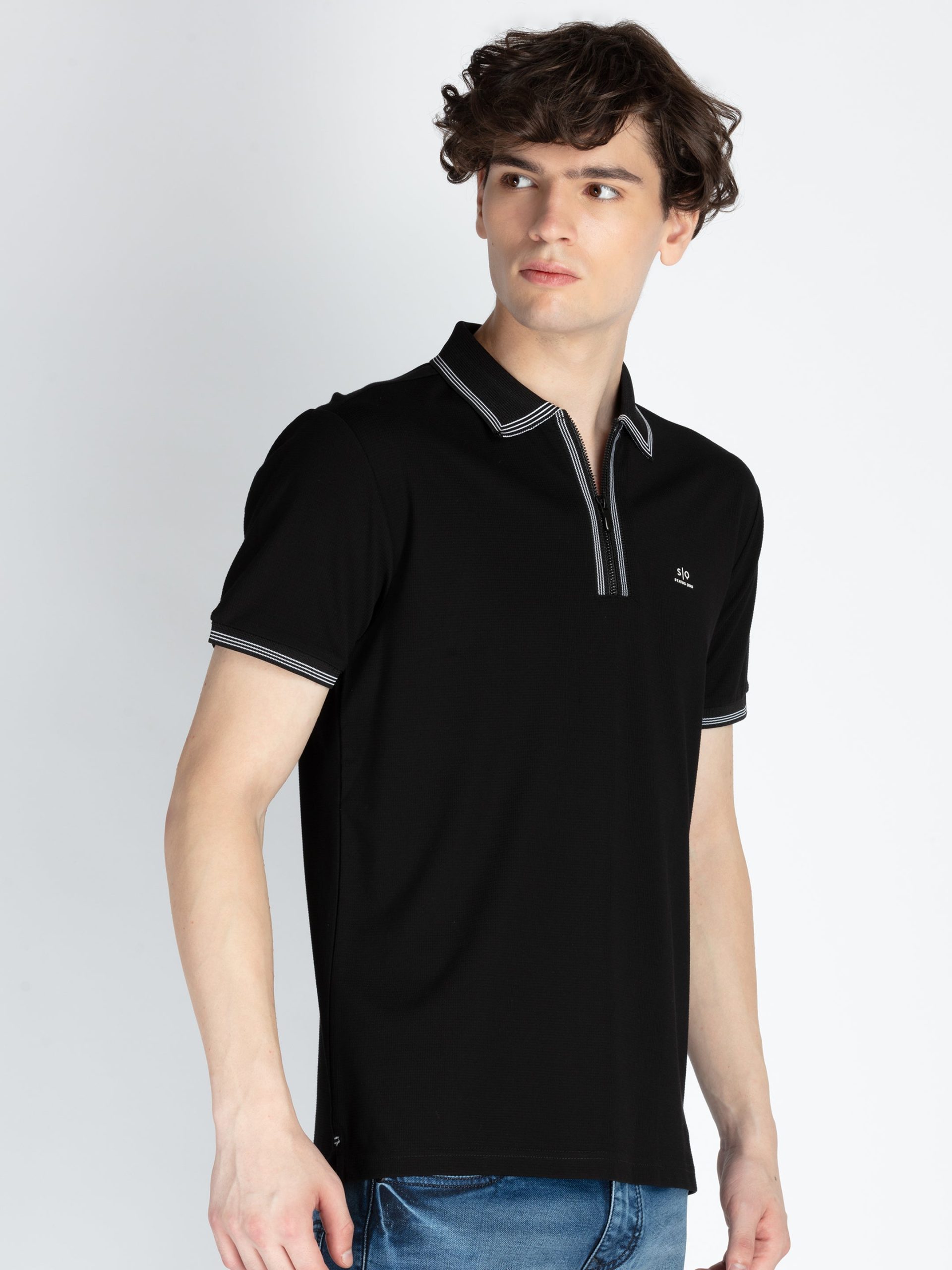 Mens Solid Regular Fit Polo T-Shirt