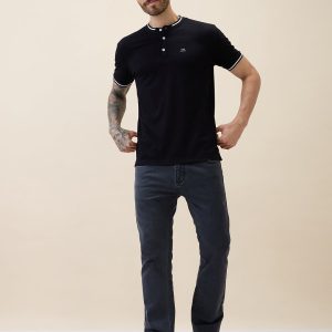 Status Quo Mens Solid Slim Fit Polo T-Shirt With Tipping Collar
