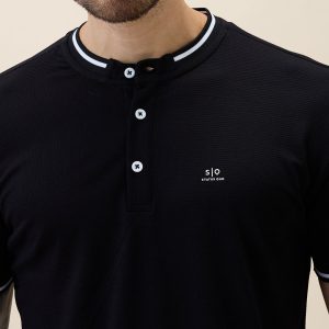 Status Quo Mens Solid Slim Fit Polo T-Shirt With Tipping Collar