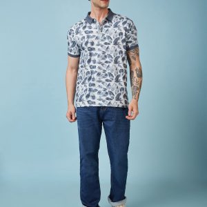 Status Quo Men'S Abstract Printed Polo Collar Short Sleeves Regular Fit Tshirt