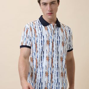 Status Quo Men'S Printed Polo Collar Half Sleeves Regular Fit Tshirt