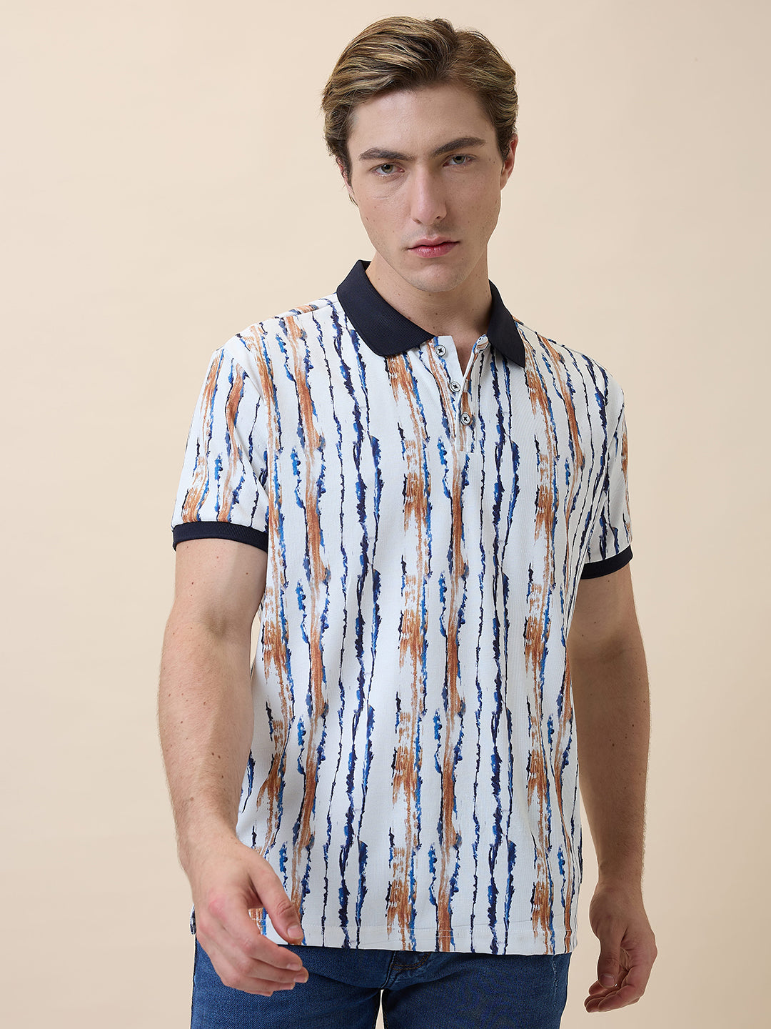 Status Quo Men'S Printed Polo Collar Half Sleeves Regular Fit Tshirt