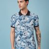 Status Quo Men'S Abstract Printed Polo Collar Short Sleeves Regular Fit Tshirt