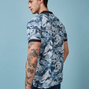 Status Quo Men'S Abstract Printed Polo Collar Short Sleeves Regular Fit Tshirt