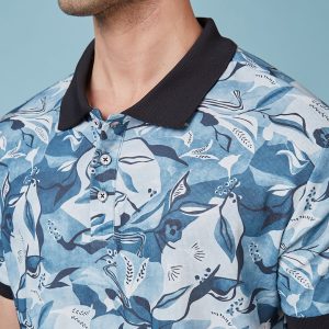 Status Quo Men'S Abstract Printed Polo Collar Short Sleeves Regular Fit Tshirt