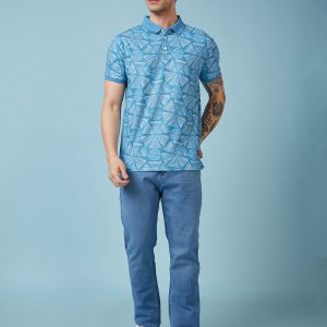Status Quo Men'S Abstract Printed Polo Collar Short Sleeves Regular Fit Tshirt